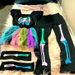 🌟NWOT: Meeyou girls skeleton multicolor xtra large holloween custume